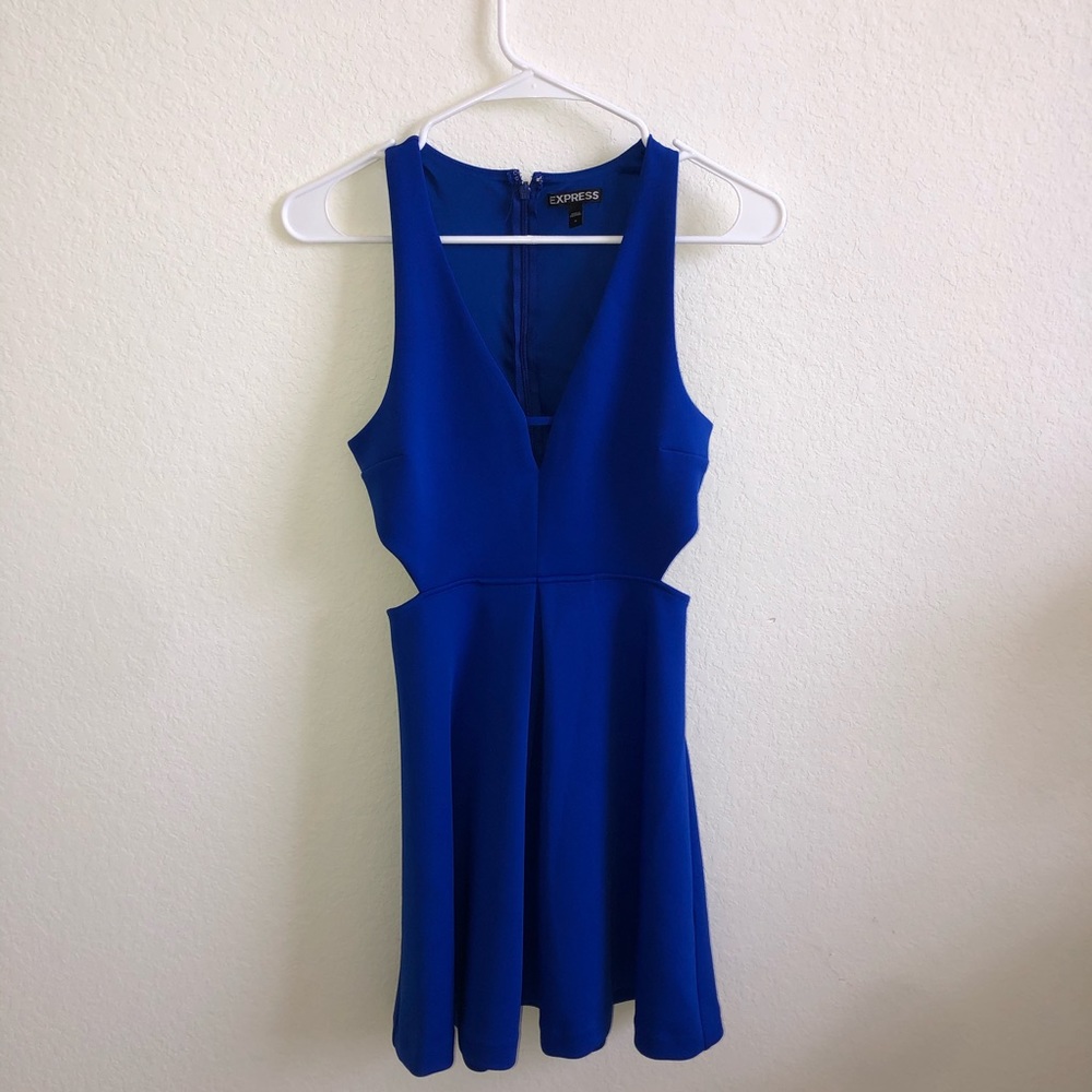 cobalt blue dress with side cutouts